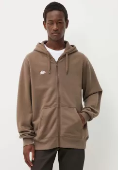 Dickies bluza SUMMERDALE ZIP THROUGH barbati, culoarea maro, cu gluga, neted, DK0A4YQA imagine