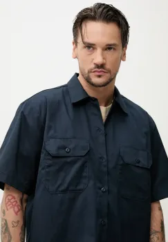 Dickies camasa barbati, culoarea albastru marin, cu guler clasic, regular imagine