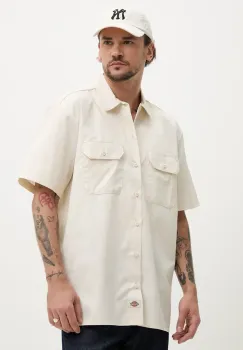 Dickies camasa barbati, culoarea bej, cu guler clasic, regular imagine