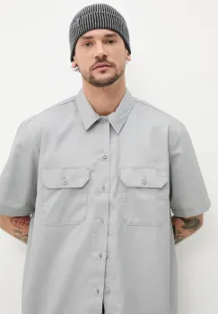 Dickies camasa barbati, culoarea gri, cu guler clasic, regular imagine