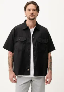 Dickies camasa barbati, culoarea negru, cu guler clasic, relaxed, DK0A4Z7QBLK1 imagine