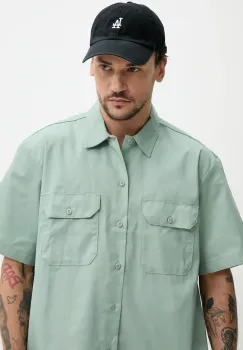 Dickies camasa barbati, culoarea verde, cu guler clasic, regular imagine