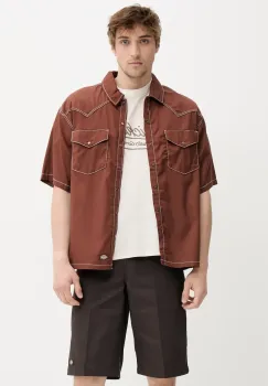 Dickies camasa culoarea maro, cu guler clasic, relaxed, DK0A4Z7MK471 imagine