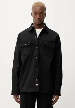 Dickies camasa culoarea negru, cu guler clasic, regular, DK0A8673 imagine