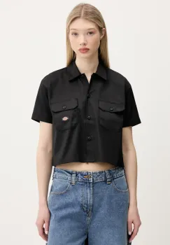 Dickies camasa culoarea negru, cu guler clasic, relaxed, DKDFS573BLK1 imagine
