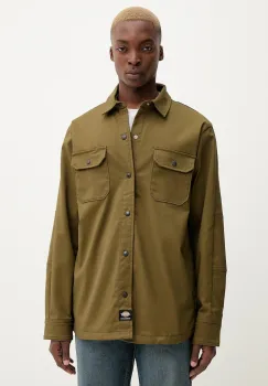 Dickies camasa culoarea verde, cu guler clasic, regular, DK0A8673 imagine