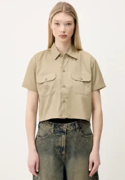 Dickies camasa culoarea verde, cu guler clasic, relaxed, DKDFS573KHK1 imagine