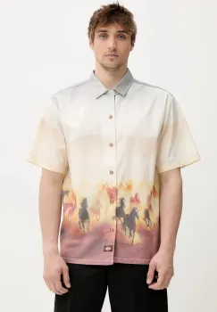 Dickies camasa din bumbac culoarea gri, cu guler clasic, relaxed, DK0A8676K411 imagine