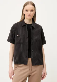 Dickies camasa din bumbac femei, culoarea negru, cu guler clasic, regular, DK0A4Z7UBLK1 imagine