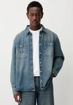 Dickies camasa jeans culoarea bleumarin, cu guler clasic, regular, DK0A87PX imagine