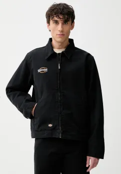 Dickies geaca jeans culoarea negru, de tranzitie, oversize, DK0A88CE imagine