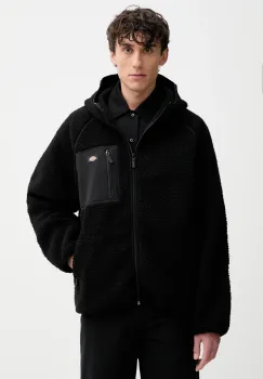 Dickies hanorac fleece culoarea negru, cu gluga, uni, DK0A87NV imagine