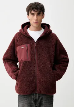 Dickies hanorac fleece culoarea rosu, cu gluga, uni, DK0A87NV imagine