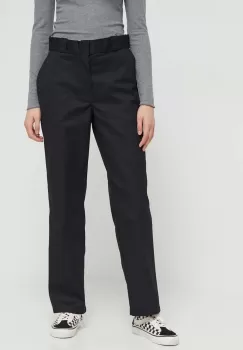 Dickies pantaloni 874 femei, culoarea negru, drept, high waist imagine