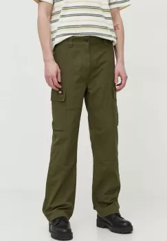 Dickies pantaloni de bumbac EAGLE BEND culoarea verde, cu fason cargo, DK0A4X9X imagine