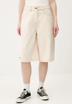 Dickies pantaloni scurti din bumbac culoarea bej, uni, high waist, DK0A4Z85F901 imagine