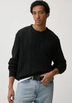 Dickies pulover SCRIPT CABLE barbati, culoarea negru, DK0A8647 imagine