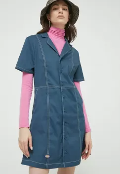 Dickies rochie culoarea albastru marin, mini, evazati imagine