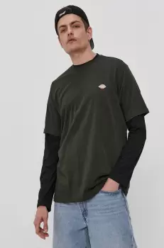 Dickies Tricou barbati, culoarea verde, material neted imagine
