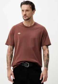 Dickies tricou din bumbac barbati, culoarea maro, neted, DK0A4XDBK471 imagine