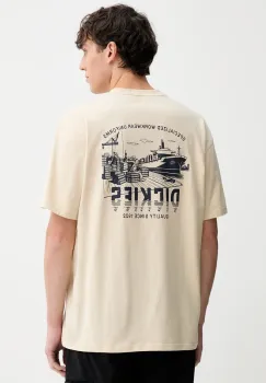 Dickies tricou din bumbac culoarea bej, cu imprimeu, DK0A87QJ imagine