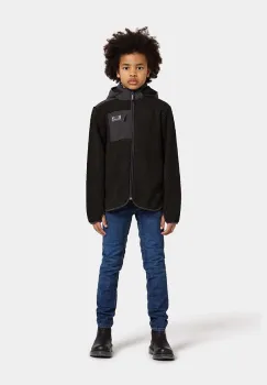 Didriksons bluza copii EXA KIDS FZ culoarea negru, cu gluga, neted, 505394 imagine