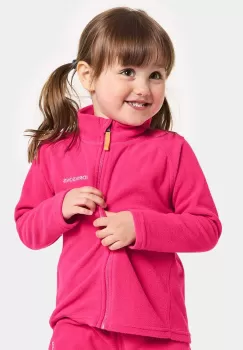 Didriksons bluza copii MONTE KIDS FULLZIP culoarea roz, neted imagine