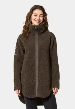 Didriksons hanorac fleece UMI culoarea maro, uni, 505941 imagine