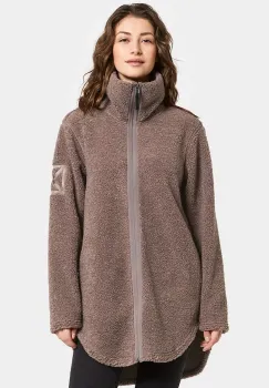 Didriksons hanorac fleece UMI culoarea maro, uni, 505941 imagine