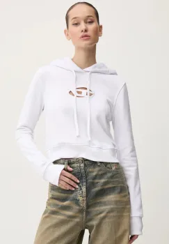 Diesel bluza F-SLIMMY-HOOD-OD femei, culoarea alb, cu gluga, cu imprimeu, A15714.0GRAC imagine