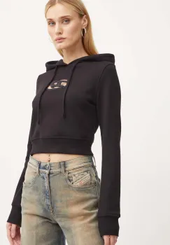 Diesel bluza F-SLIMMY-HOOD-OD femei, culoarea negru, cu gluga, cu imprimeu, A15714.0GRAC imagine