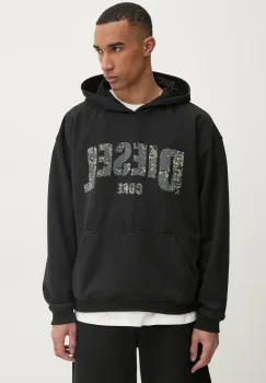 Diesel bluza S-BOXT-HOOD-R13 SWEAT-SHIRT barbati, culoarea negru, cu gluga, cu imprimeu, A17269.0HYAT imagine