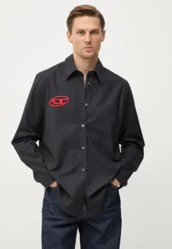 Diesel camasa din bumbac S-SIMPLY-D SHIRT barbati, culoarea negru, cu guler clasic, regular, A14634.0PCAL imagine