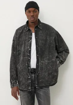 Diesel camasa din bumbac S-VEKEN barbati, culoarea negru, cu guler clasic, relaxed, A14400.0QKAZ imagine