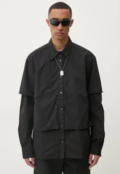 Diesel camasa S-GASTON-O SHIRT barbati, culoarea negru, cu guler clasic, relaxed, A16199.0KNAI imagine