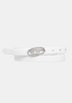 Diesel curea de piele OVAL D LOGO B-1DR STRASS 20 culoarea alb, X09972.P6364 imagine