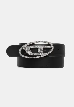 Diesel curea de piele OVAL D LOGO B-1DR STRASS culoarea negru, X09611.P6364 imagine