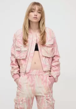 Diesel geaca bomber femei, culoarea roz, de tranzitie, oversize imagine