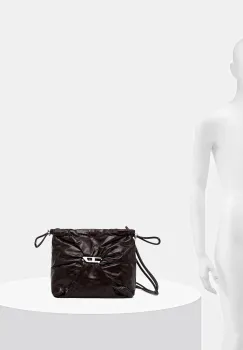 Diesel geanta de piele SCRUNCH-D SCRUNCH-D culoarea maro, X10325.P1003 imagine
