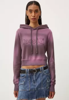 Diesel hanorac de bumbac F-SLIMMY-HOOD-P1 femei, culoarea violet, cu gluga, modelator, A14184.0IPAP imagine