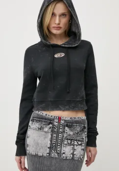 Diesel hanorac de bumbac F-SLIMMY-HOOD-P5 SWEAT-SHIRT femei, culoarea negru, cu gluga, modelator, A14492.0IPAC imagine