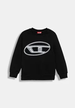 Diesel hanorac de bumbac pentru copii SBONNIE OVER SWEAT-SHIRT culoarea negru, cu imprimeu, J02488 imagine