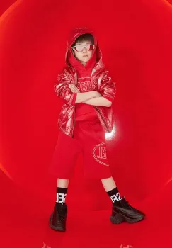 Diesel hanorac de bumbac pentru copii SCIRCLEHOOD OVER SWEAT-SHIRT culoarea rosu, cu gluga, cu imprimeu, J02612 imagine