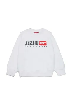 Diesel hanorac de bumbac pentru copii SDROPS OVER SWEAT-SHIRT culoarea alb, cu imprimeu, J02483 imagine