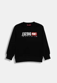 Diesel hanorac de bumbac pentru copii SDROPS OVER SWEAT-SHIRT culoarea negru, cu imprimeu, J02483 imagine