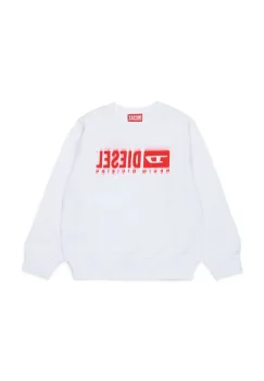 Diesel hanorac de bumbac pentru copii SGINNL8 OVER SWEAT-SHIRT culoarea alb, cu imprimeu, J02040 imagine