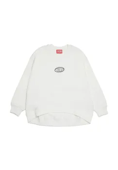 Diesel hanorac de bumbac pentru copii SKIPRYS SWEAT-SHIRT culoarea alb, uni, J02621 imagine