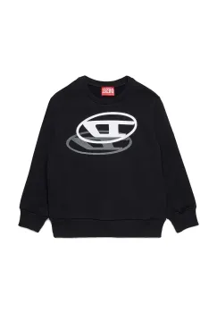 Diesel hanorac de bumbac pentru copii SVALE OVER SWEAT-SHIRT culoarea negru, cu imprimeu, J02627 imagine