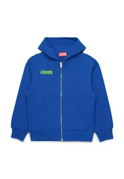 Diesel hanorac de bumbac pentru copii SVOUGZIP OVER SWEAT-SHIRT cu gluga, cu imprimeu, J02039 imagine