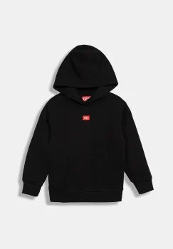 Diesel hanorac de bumbac pentru copii SXGINHOOD OVER SWEAT-SHIRT culoarea negru, cu gluga, melanj, J02502 imagine
